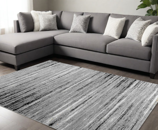 Homeroots 8' X 11' Grey Abstract Area Rug  Polypropylene 506625