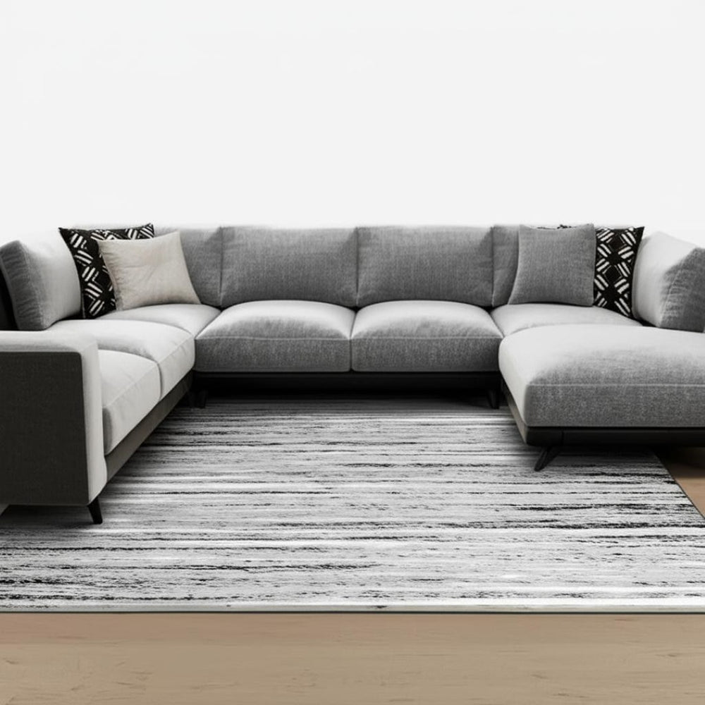 HomeRoots 5' Grey Abstract Area Rug - Modern Turkish Design for Living Rooms, Bedrooms & Dining Areas 8' X 10' 506625