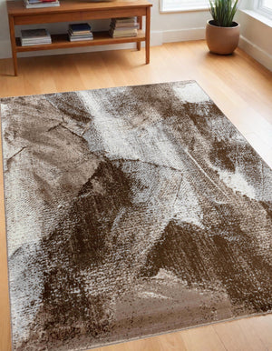 Homeroots 4' X 6' Brown Abstract Area Rug  Polypropylene 506626