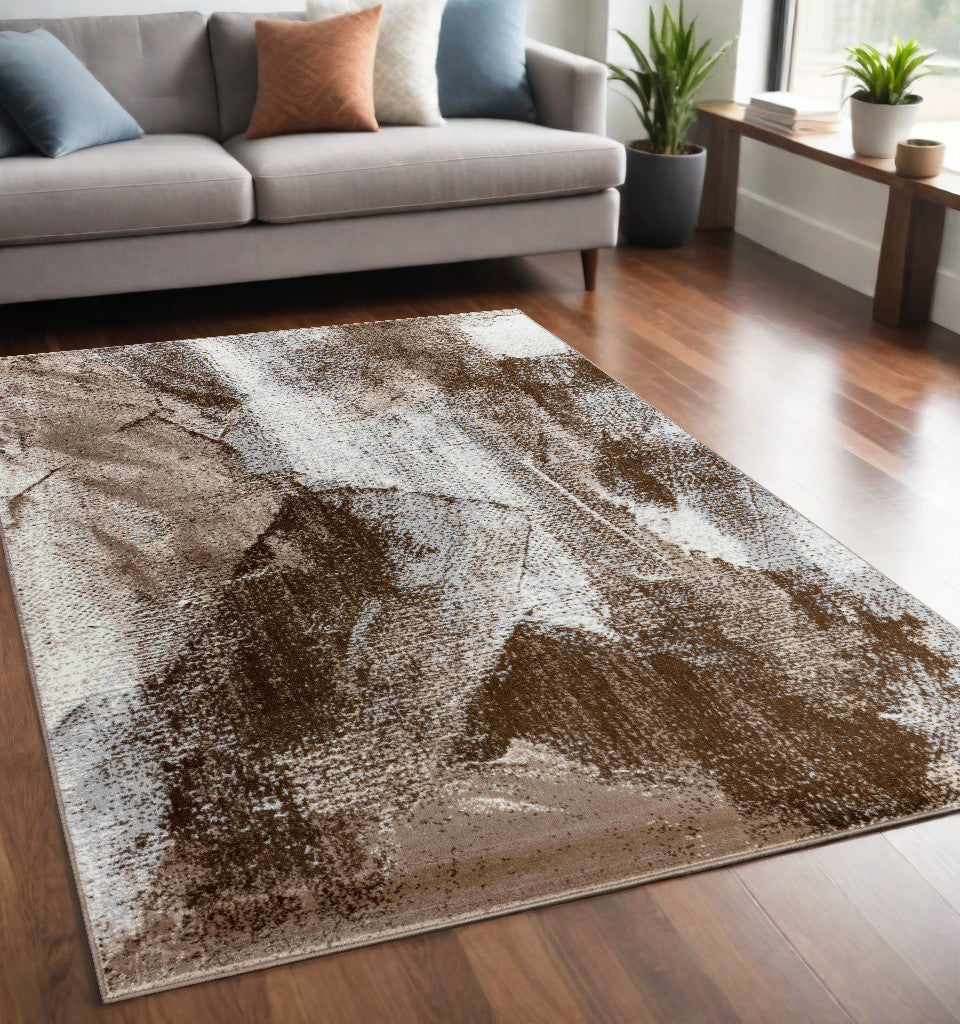 Homeroots 5' X 8' Brown Abstract Area Rug  Polypropylene 506627