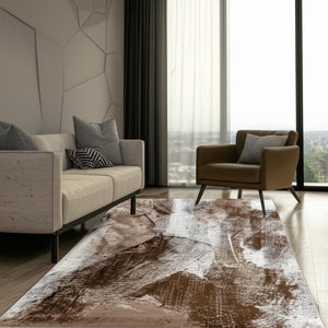 HomeRoots 5' Brown Abstract Area Rug - Modern Design for Living Rooms, Bedrooms & Offices, Durable & Stylish 5' X 7' 506627
