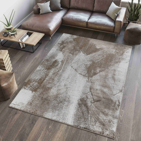 HomeRoots 5' Brown Abstract Area Rug - Modern Design for Living Rooms, Bedrooms & Offices, Durable & Stylish 8' X 10' 506629