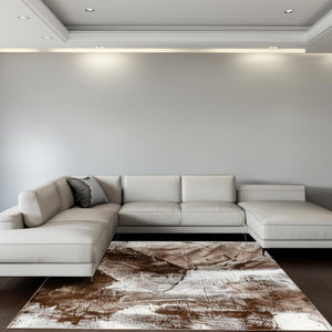 HomeRoots 5' Brown Abstract Area Rug - Modern Design for Living Rooms, Bedrooms & Offices, Durable & Stylish 8' X 10' 506629