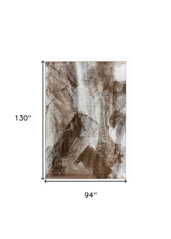 HomeRoots 5' Brown Abstract Area Rug - Modern Design for Living Rooms, Bedrooms & Offices, Durable & Stylish 8' X 10' 506629