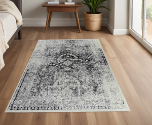 Homeroots 4' X 6' Black Oriental Area Rug  Polypropylene 506630