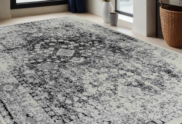 Homeroots 5' X 8' Black Oriental Area Rug  Polypropylene 506631