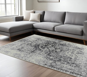HomeRoots 5' Black Oriental Area Rug – Timeless Elegance with Durable Construction for Any Room in Your Home 6' X 9' 506632