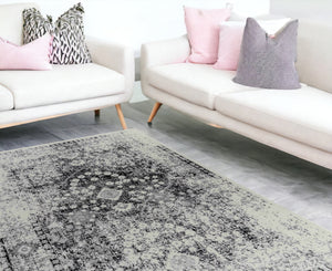 Homeroots 8' X 11' Black Oriental Area Rug  Polypropylene 506633