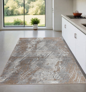 Homeroots 4' X 6' Brown Abstract Area Rug  Polypropylene 506634