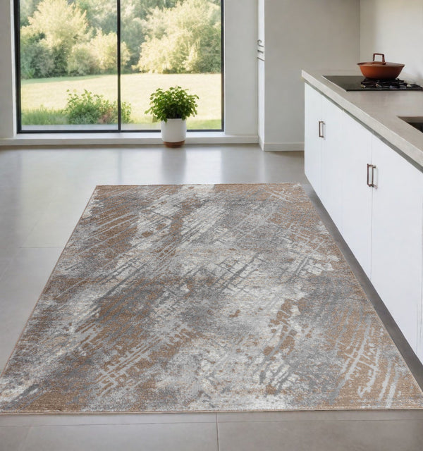 Homeroots 4' X 6' Brown Abstract Area Rug  Polypropylene 506634