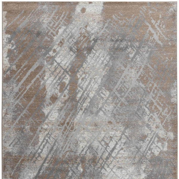HomeRoots 5' Brown Abstract Area Rug - Modern Design, Durable Construction for Living Rooms & Offices, 5'x8' 6' X 9' 506636