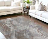 Brown Abstract Area Rug 8' x 11' – Elegant Turkish Design for Warmth and Style in Any Space