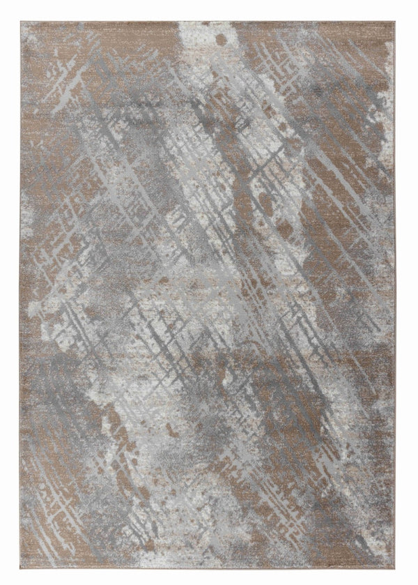 HomeRoots 5' Brown Abstract Area Rug - Modern Design, Durable Construction for Living Rooms & Offices, 5'x8' 8' X 10' 506637