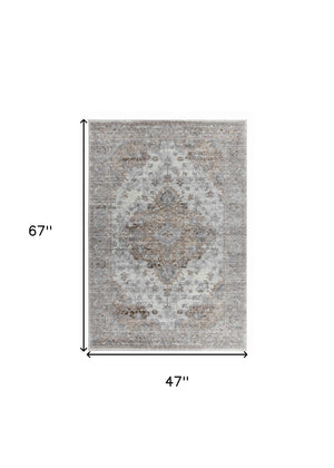 Homeroots 4' X 6' Brown Oriental Area Rug  Polypropylene 506638