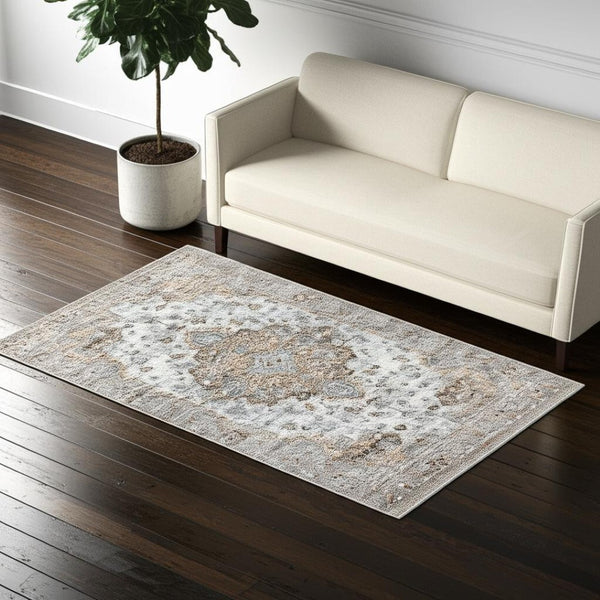 HomeRoots 5' Brown Oriental Area Rug - Timeless Machine-Woven Design for Living Room, Bedroom, or Office Decor 5' X 7' 506639