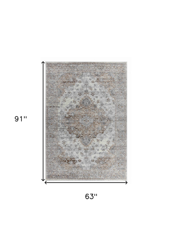 Homeroots 5' X 8' Brown Oriental Area Rug  Polypropylene 506639