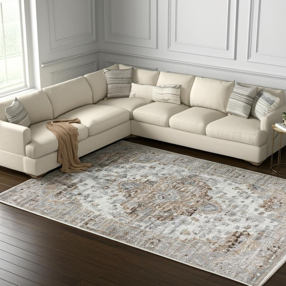HomeRoots 5' Brown Oriental Area Rug - Timeless Machine-Woven Design for Living Room, Bedroom, or Office Decor 8' X 10' 506641