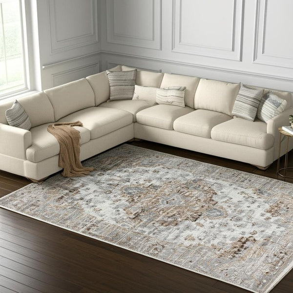 HomeRoots 5' Brown Oriental Area Rug - Timeless Machine-Woven Design for Living Room, Bedroom, or Office Decor 8' X 10' 506641