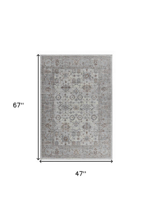 Homeroots 4' X 6' Grey Oriental Area Rug  Polypropylene 506642