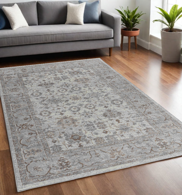 Homeroots 5' X 8' Grey Oriental Area Rug  Polypropylene 506643