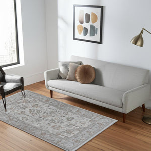 HomeRoots 5' Grey Oriental Area Rug - Timeless Elegance for Living Rooms, Bedrooms & Offices, Machine-Woven Quality 5' X 7' 506643