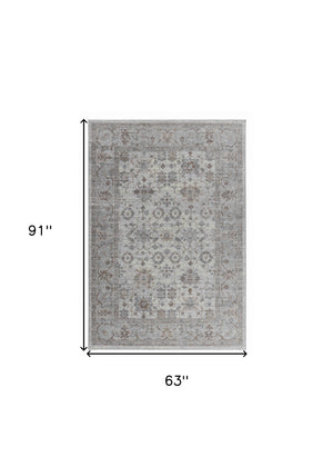 Homeroots 5' X 8' Grey Oriental Area Rug  Polypropylene 506643
