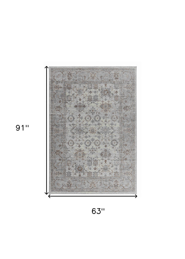 Homeroots 5' X 8' Grey Oriental Area Rug  Polypropylene 506643