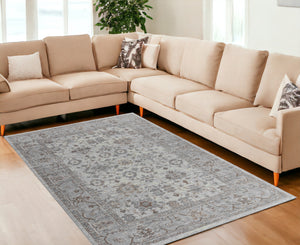 Homeroots 7' X 10' Grey Oriental Area Rug  Polypropylene 506644