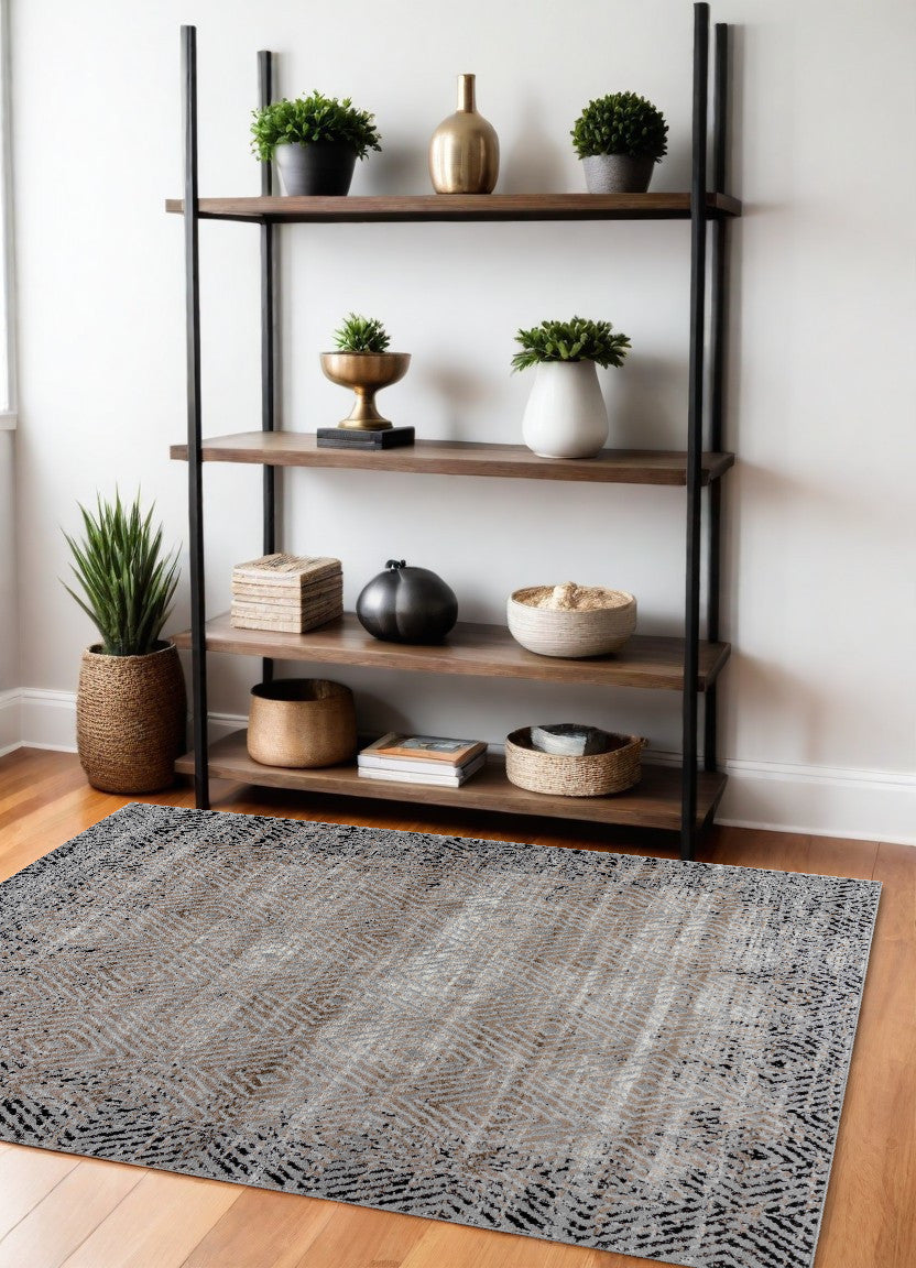 Homeroots 4' X 6' Brown Geometric Area Rug  Polypropylene 506646