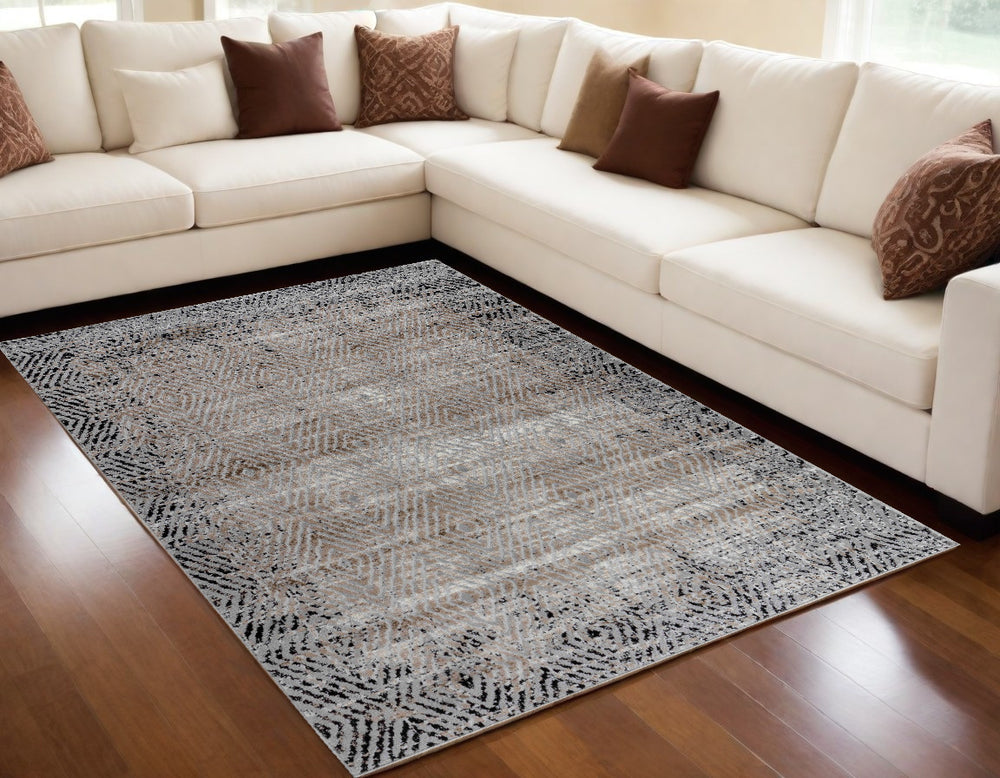 Homeroots 5' X 8' Brown Geometric Area Rug  Polypropylene 506647
