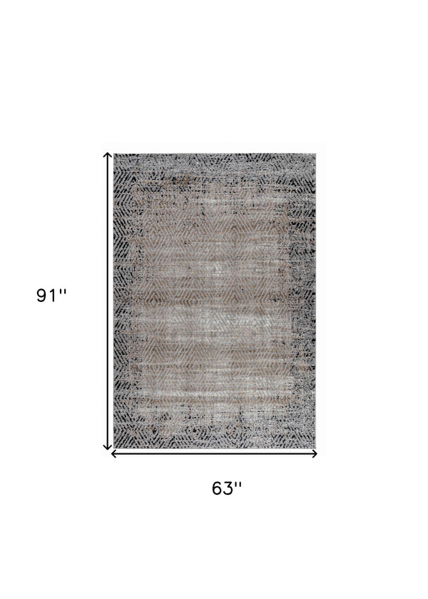 Homeroots 5' X 8' Brown Geometric Area Rug  Polypropylene 506647