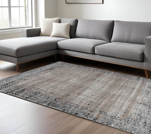 HomeRoots 5' Brown Geometric Area Rug – Stylish, Machine-Woven Design for Modern Living Spaces, Made in Turkey 6' X 9' 506648