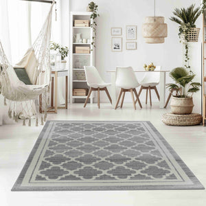 Homeroots 5' X 8' Grey Moroccan Area Rug  Polypropylene 506651