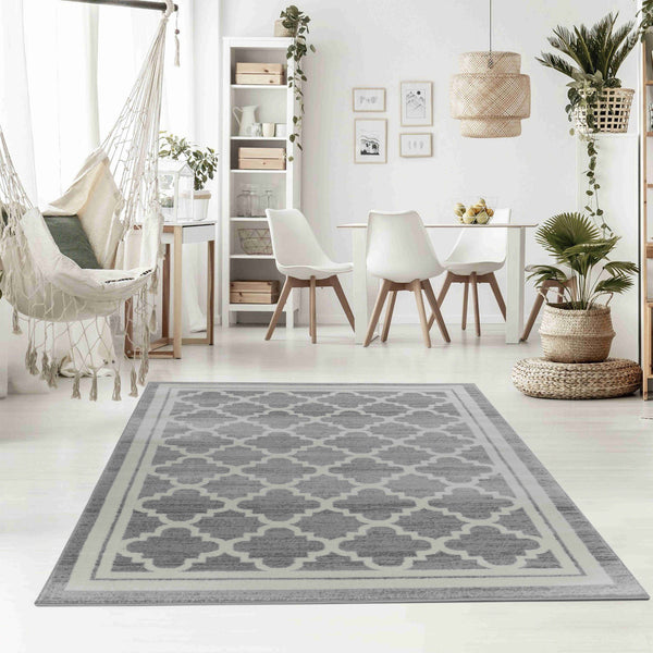 Homeroots 5' X 8' Grey Moroccan Area Rug  Polypropylene 506651