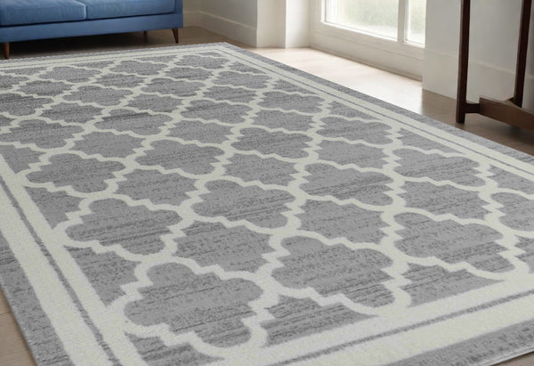 Homeroots 5' X 8' Grey Moroccan Area Rug  Polypropylene 506651