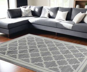 Homeroots 7' X 10' Grey Moroccan Area Rug  Polypropylene 506652
