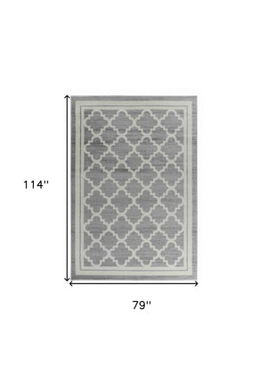 Homeroots 7' X 10' Grey Moroccan Area Rug  Polypropylene 506652