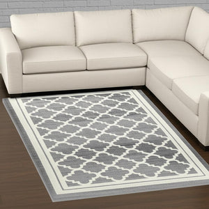 HomeRoots 5' Elegant Grey Moroccan Area Rug - Timeless Style, Durable Design, Perfect for Any Room Decor 8' X 10' 506653