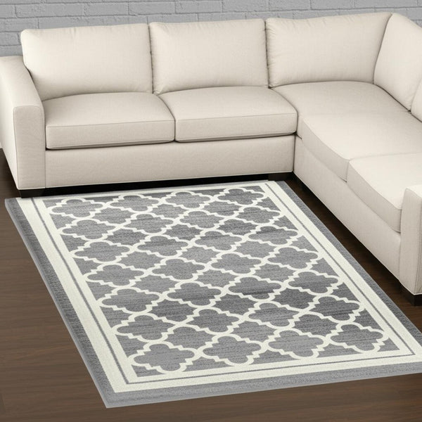 HomeRoots 5' Elegant Grey Moroccan Area Rug - Timeless Style, Durable Design, Perfect for Any Room Decor 8' X 10' 506653