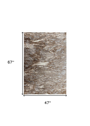 Homeroots 4' X 6' Brown Abstract Area Rug  Polypropylene 506654