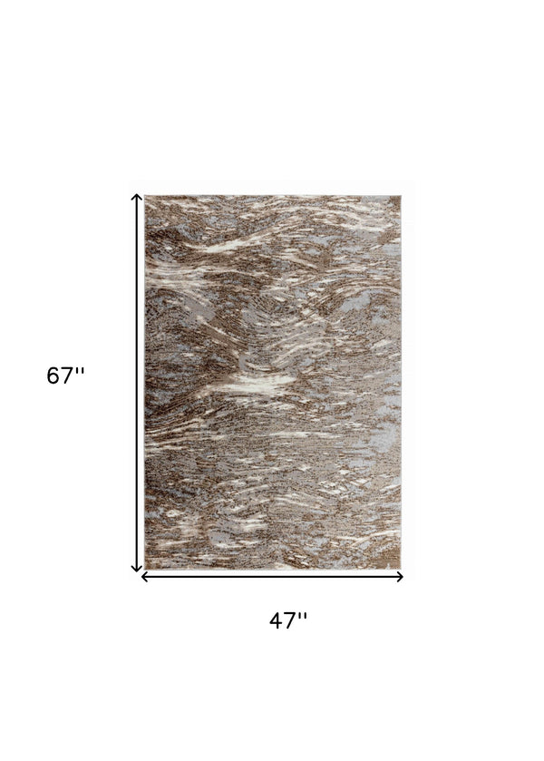 Homeroots 4' X 6' Brown Abstract Area Rug  Polypropylene 506654