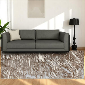 HomeRoots 5' Brown Abstract Area Rug - Turkish Craftsmanship for Elegant Spaces, Fade-Resistant Design & Durability 5' X 7' 506655