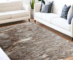 Homeroots 5' X 8' Brown Abstract Area Rug  Polypropylene 506655