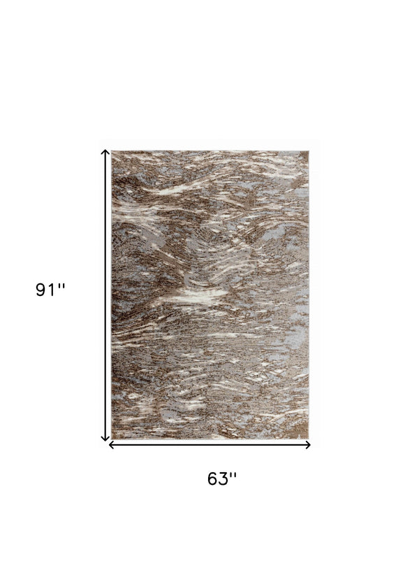 Homeroots 5' X 8' Brown Abstract Area Rug  Polypropylene 506655