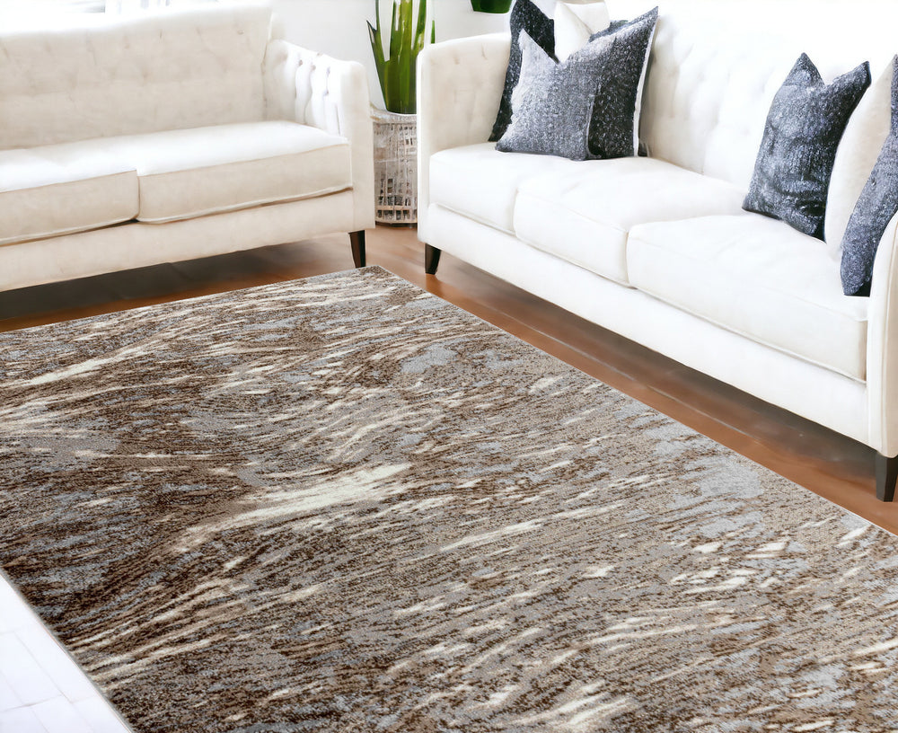 Homeroots 7' X 10' Brown Abstract Area Rug  Polypropylene 506656