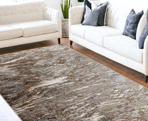 Homeroots 7' X 10' Brown Abstract Area Rug  Polypropylene 506656