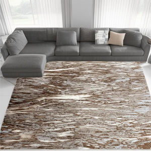 HomeRoots 5' Brown Abstract Area Rug - Turkish Craftsmanship for Elegant Spaces, Fade-Resistant Design & Durability 6' X 9' 506656
