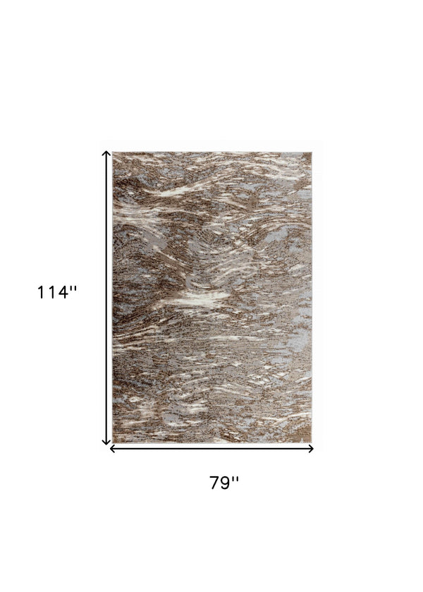 Homeroots 7' X 10' Brown Abstract Area Rug  Polypropylene 506656