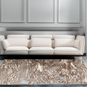 HomeRoots 5' Brown Abstract Area Rug - Turkish Craftsmanship for Elegant Spaces, Fade-Resistant Design & Durability 8' X 10' 506657