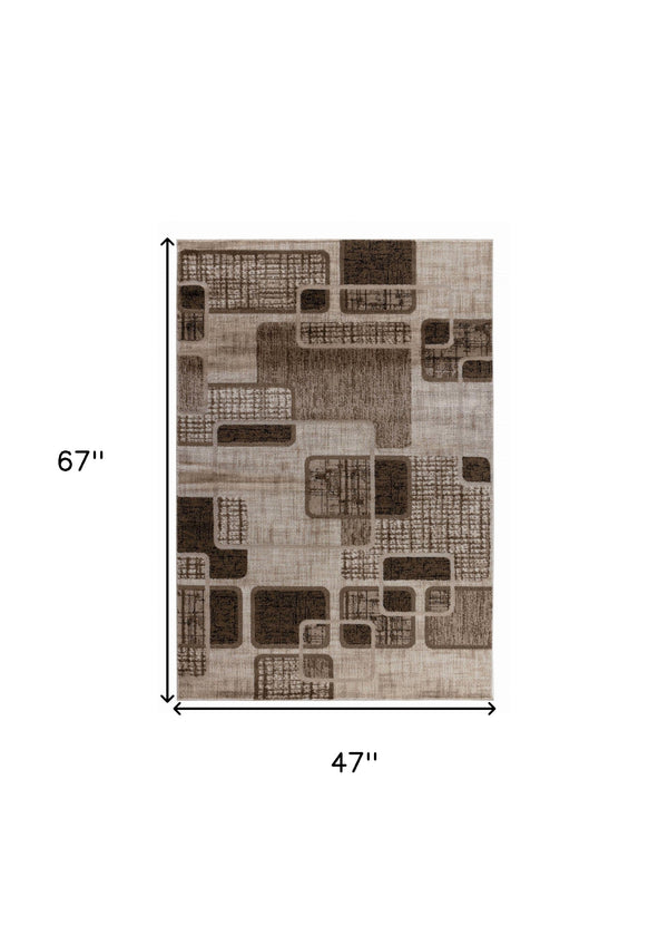 Homeroots 4' X 6' Brown Geometric Area Rug  Polypropylene 506658